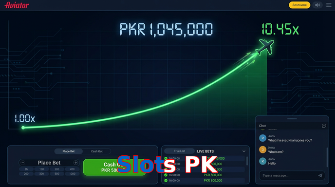 Main screen of Slots PK aviator page for PK players